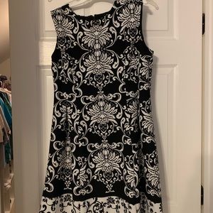Black and white fit and flare dress, like new